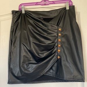 Pleather black skirt with golden faux buttons size XL shein